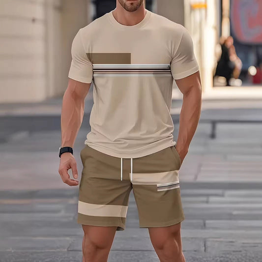 Cross-Border European And American Men'S Short-Sleeved Shorts Suits, Casual Sports Suits, 3D Printing Cross-Border Hot Styles