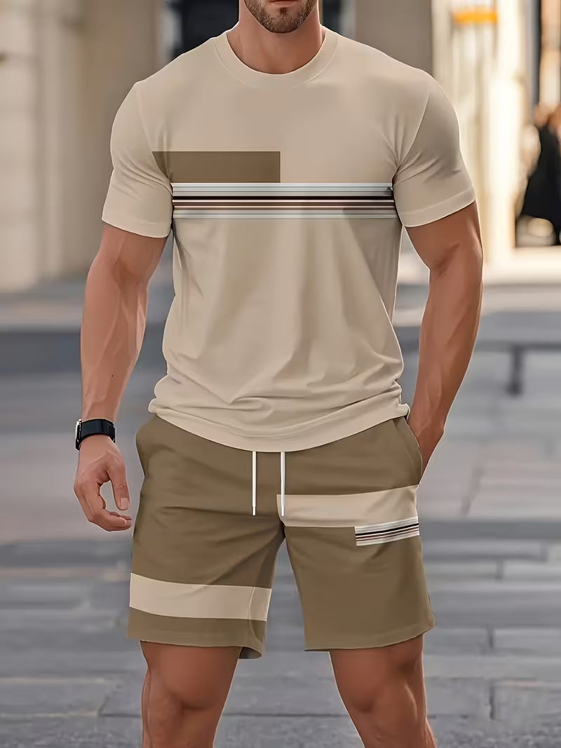 Cross-Border European And American Men'S Short-Sleeved Shorts Suits, Casual Sports Suits, 3D Printing Cross-Border Hot Styles