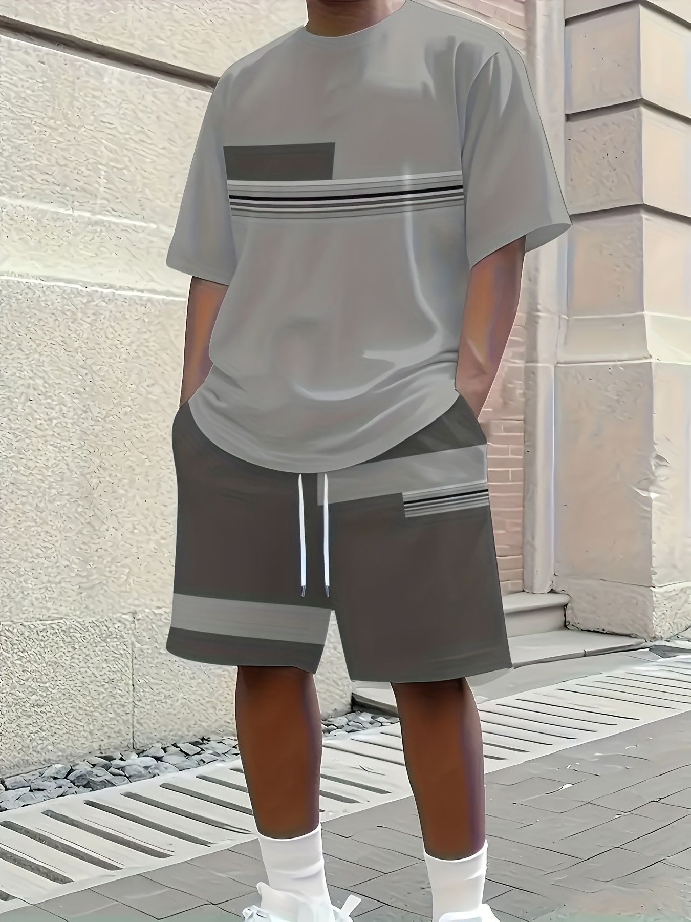 Cross-Border European And American Men'S Short-Sleeved Shorts Suits, Casual Sports Suits, 3D Printing Cross-Border Hot Styles