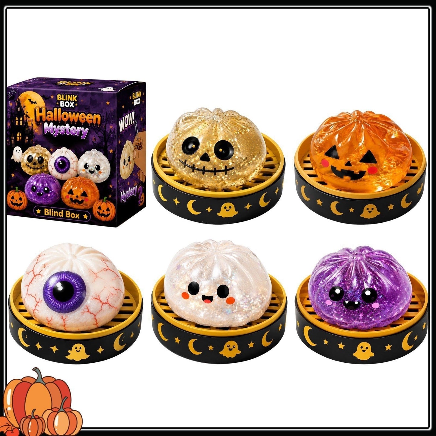 Cross-Border Pinchle Ghost Bun Gift Box New Halloween Bun Squeeze Rebound Decompression Horror Toy