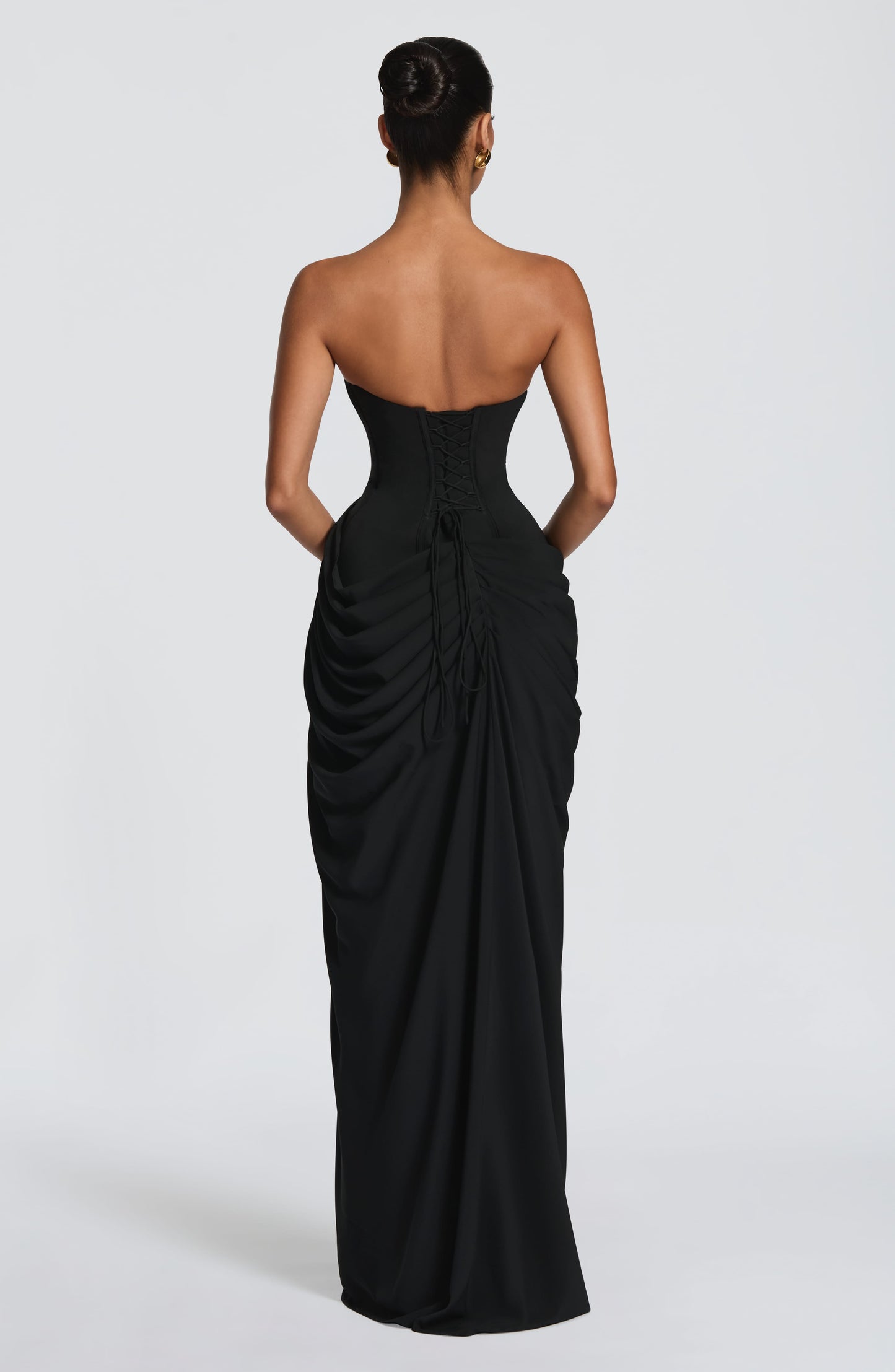 Strapless chiffon maxi dress