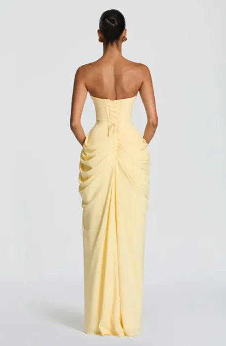 Strapless chiffon maxi dress