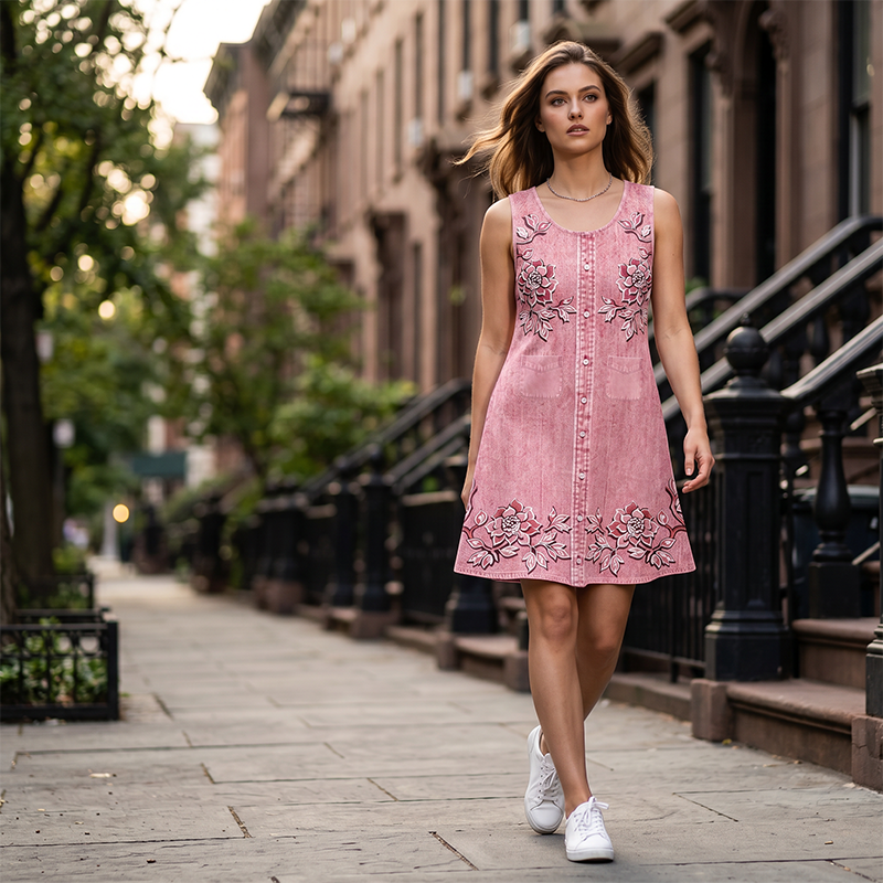 💎 The 2026 summer hit – simply amazing! Sleeveless floral dress with a button placket for women.