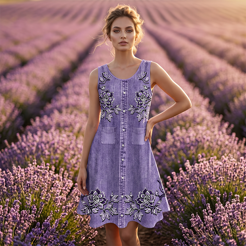 💎 The 2026 summer hit – simply amazing! Sleeveless floral dress with a button placket for women.